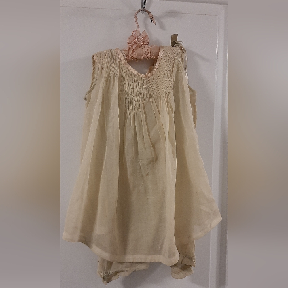 Antique Victorian Little Girls Sleeveless Dress Smocking and Bloomers Hanger